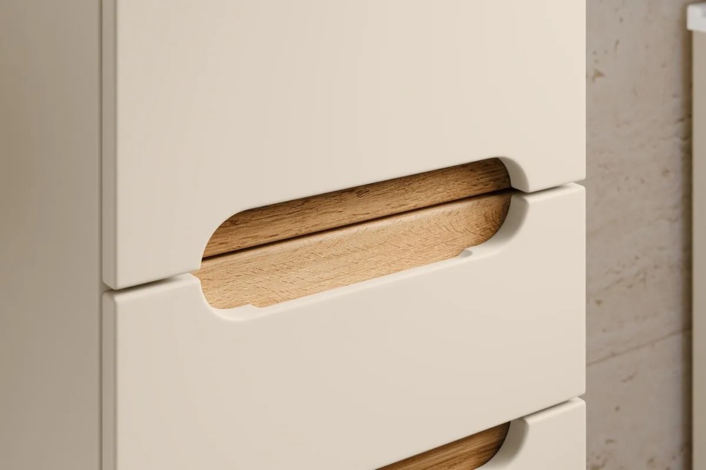 Vysoká koupelnová skříňka Bali 80-35-2D1S kašmírová/dub wotan