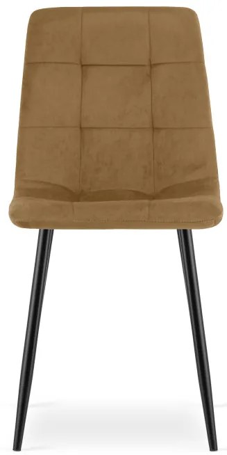 Set štyroch jedálenských stoličiek KARA zamatové, hnedé / čierne nohy (4 ks)