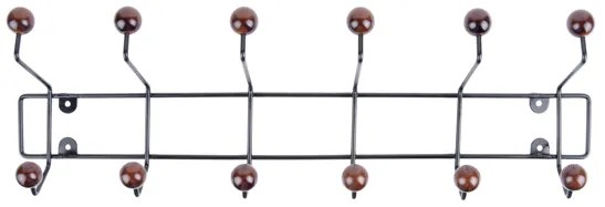 Nástenný vešiak Saturnus PT2954 (54 cm) – čierny s tmavohnedými guličkami