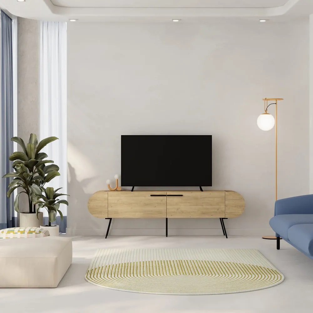 TV stolík v dekore duba v prírodnej farbe 195x57 cm Saluso – Marckeric