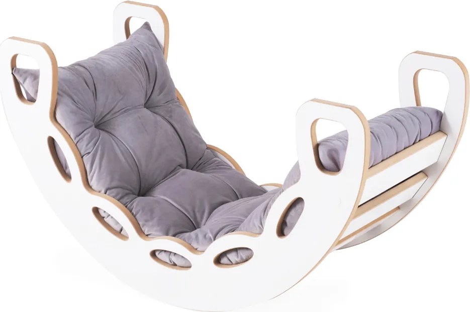 Multifunkčná detská súprava 4v1 – hojdačka, šmykľavka a vankúš sivá