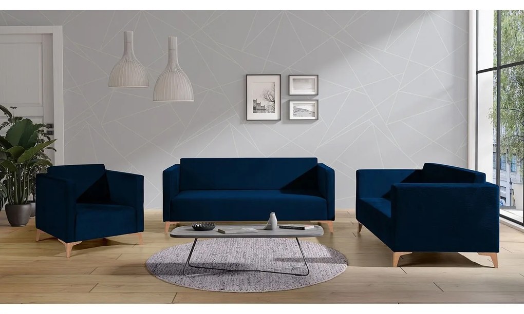Sedacia súprava Denim 3+2+1, Dostupné poťahy: Solo 251, Farby nožičiek: biely lesk