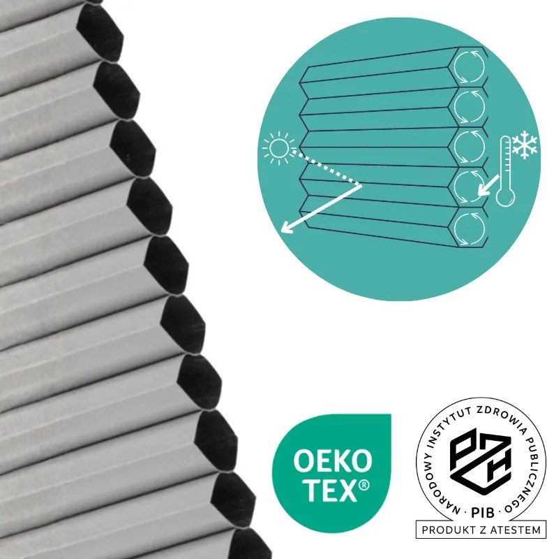 Dekodum Neinvazívna voštinová plisovaná roleta white PP034 na mieru – bez vŕtania Šírka (cm): 65