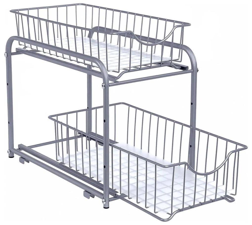 Kuchynský organizér, s 2 kovovými košíkmi, strieborná farba
