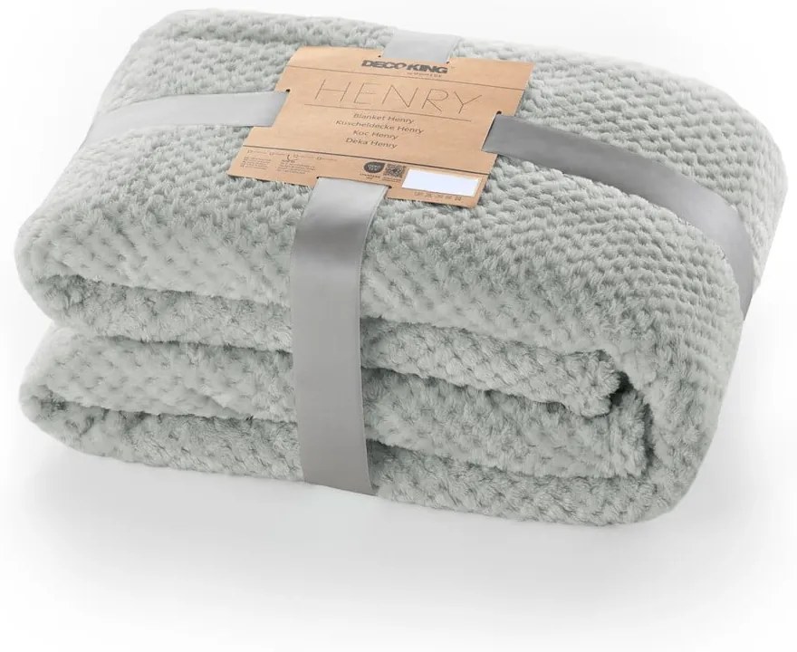 Sivý pléd z mikrovlákna DecoKing Henry, 240 × 220 cm