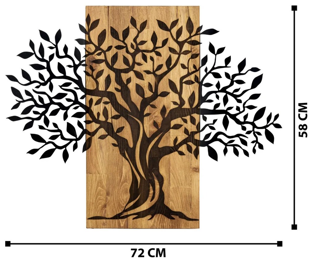 Nástenná dekorácia Agac tree II tmavo hnedá/orech