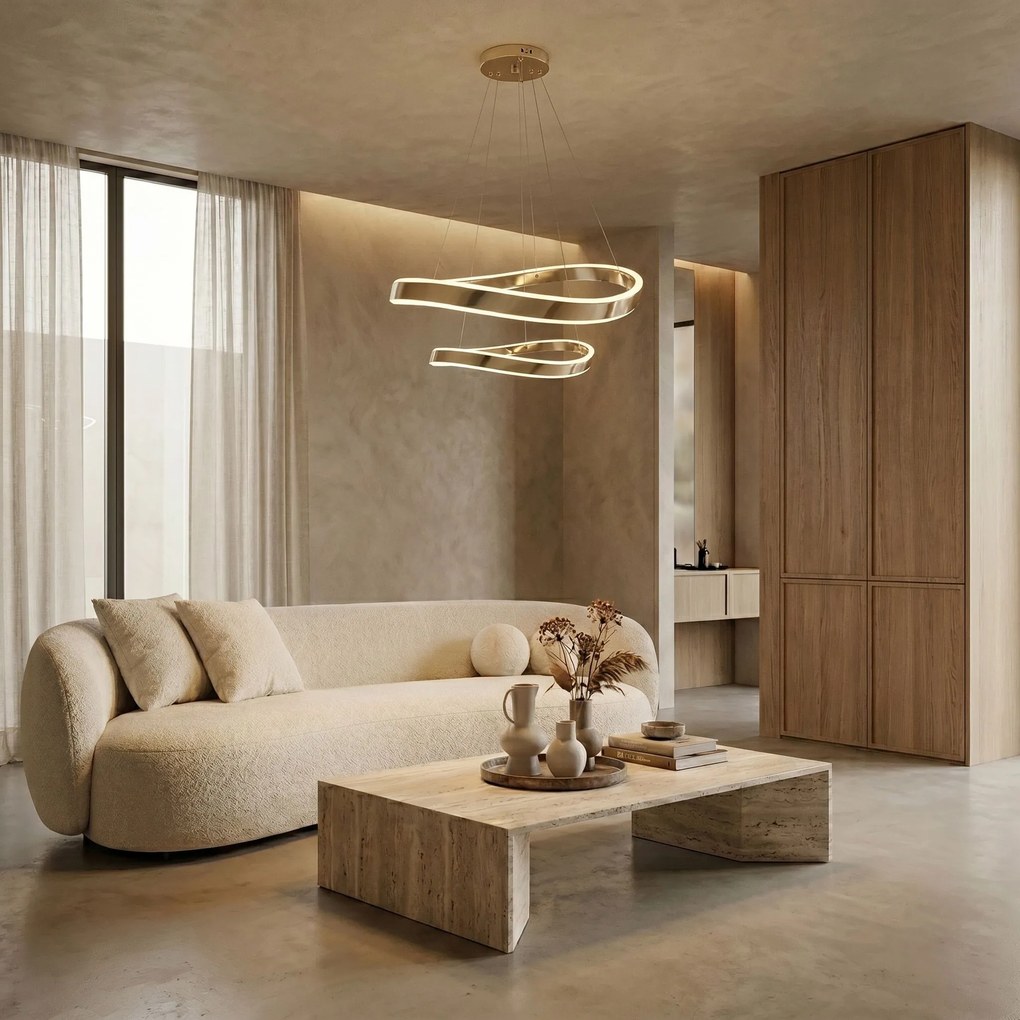Toolight Toolight, LED závesné svietidlo, 60cm, 70W, 4000K, 5000lm SWE063-CP, zlatá lesklá, OSW-20163