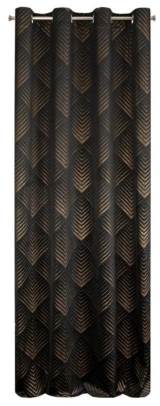 Eurofirany Čierny zatemňovací záves na krúžkoch VICTORIA2 s potlačou 140x250 cm