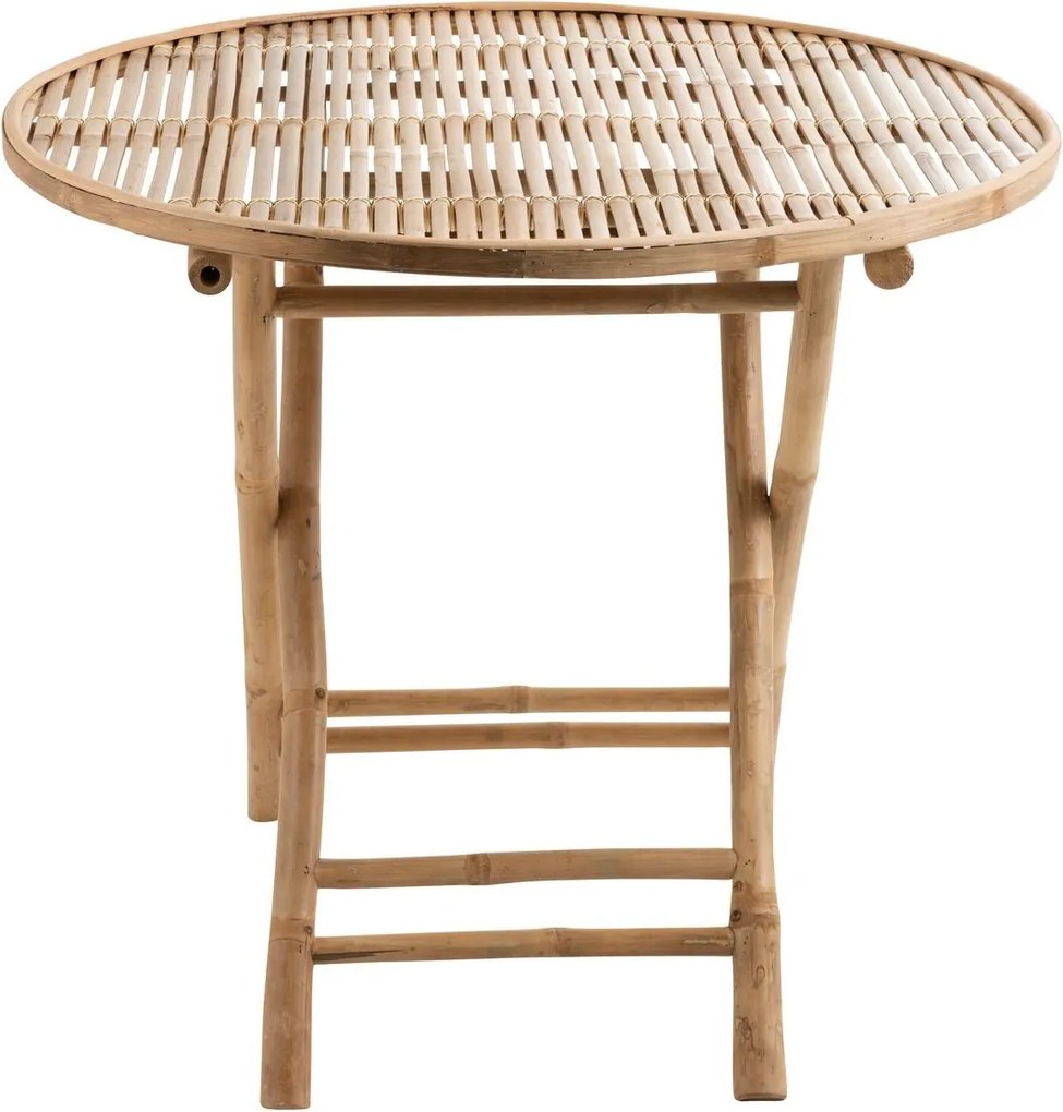 Prírodný bambusový kulatý skládací odkladací stolík Bamboo Pliable - Ø 90*76cm