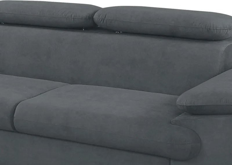 Rohová sedacia súprava Scala, ocelovo šedá látka, ľavý roh