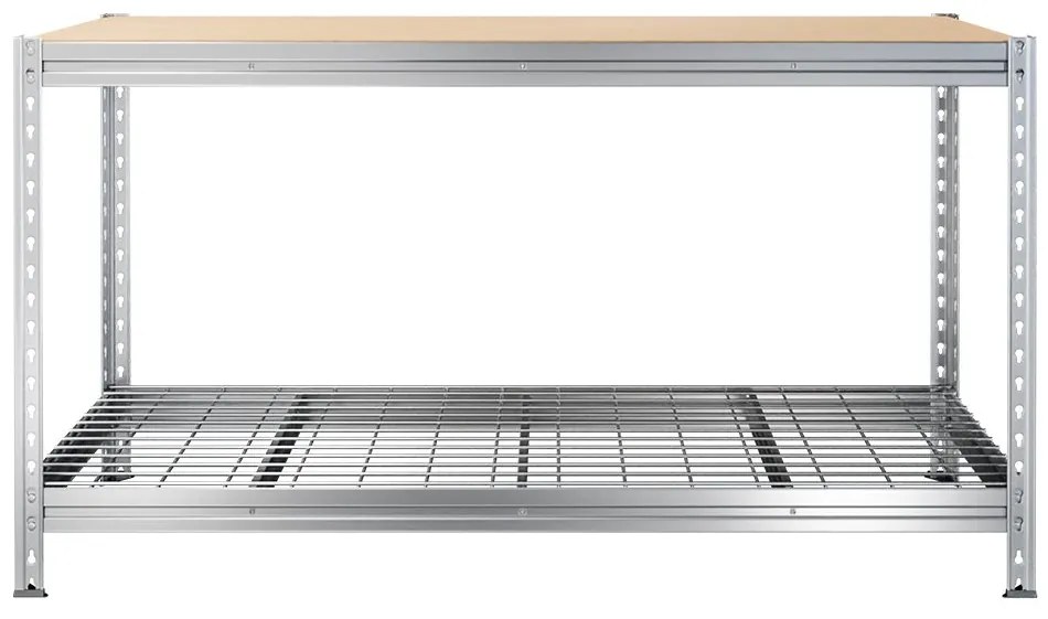 Dielenský stôl, 100x180x60, zinok, vrchná DTD a spodná kovová sieťová polica