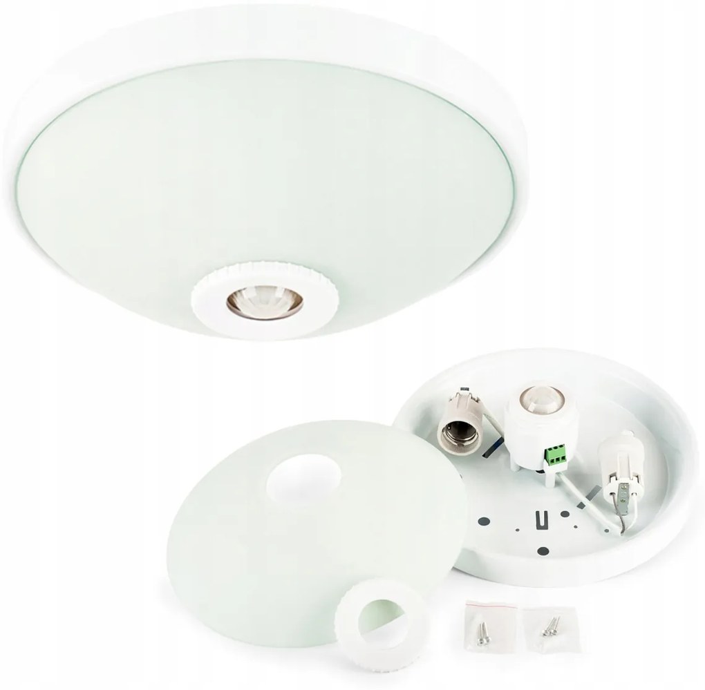 ECOLIGHT LED stropné svietidlo 2xE27 s pohybovým senzorom - sklo