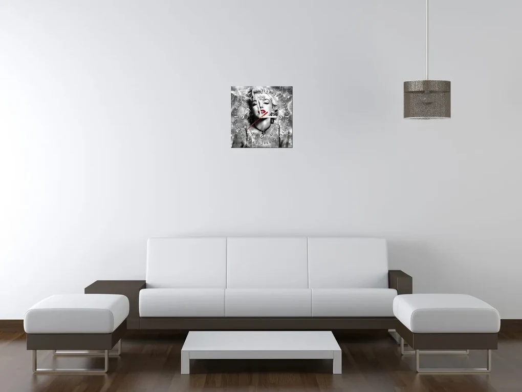 Gario Obraz s hodinami Elektrizujúca Marilyn Monroe Rozmery: 30 x 30 cm