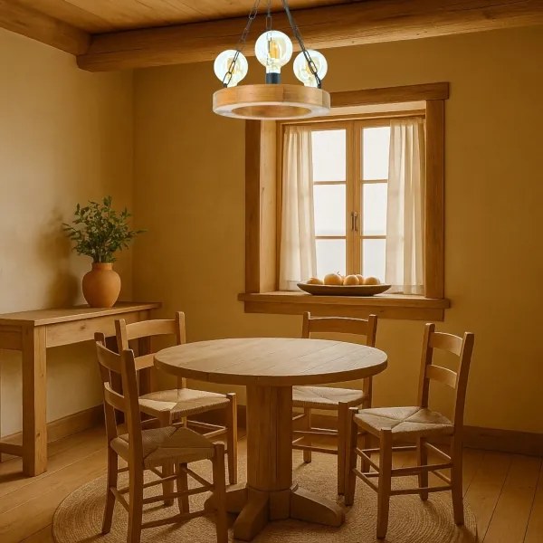 Luster na reťazi IOS 3xE27/60W/230V pr. 30 cm buk