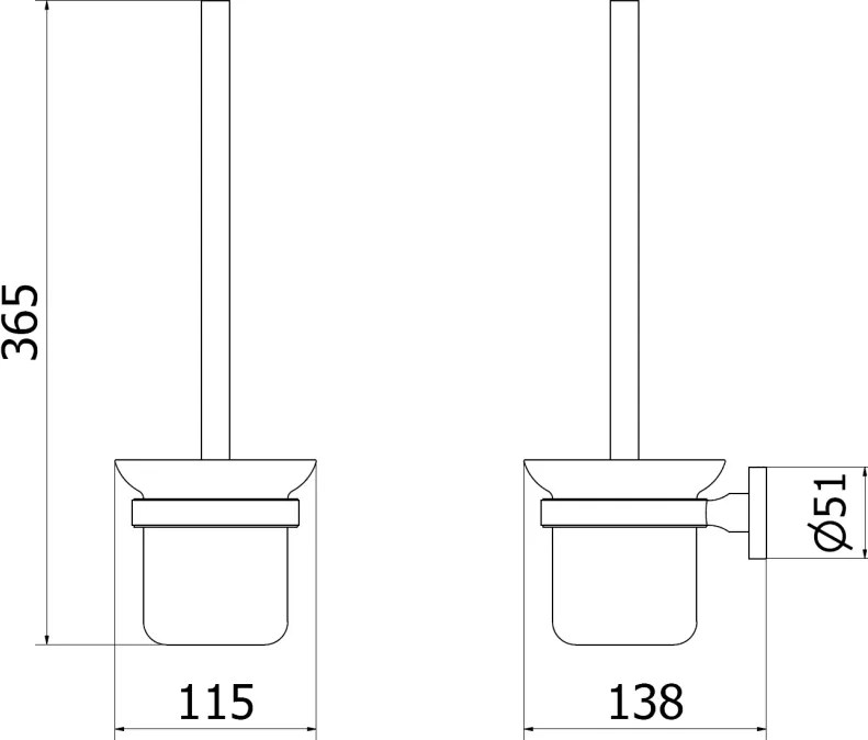 Mexen Remo, závesná toaletná kefa, čierny chróm, 7050750-73