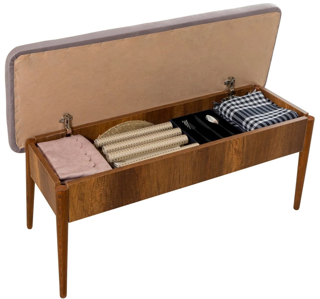 Lavica VINA I s úložným priestorom 110 cm orech/šedá