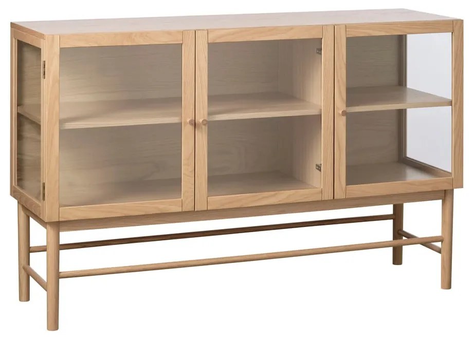 Vitrína z dubového dreva v prírodnej farbe 88x140 cm Elba – Unique Furniture
