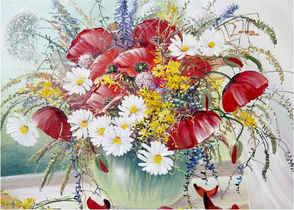 Obraz vázy s divokými kvetmi (70x50 cm)