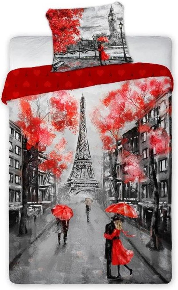 DomTextilu Posteľné obliečky romantický Paríž 2 časti: 1ks 160 cmx200 + 1ks 70 cmx80 Sivá 70x80 cm 22614-140195