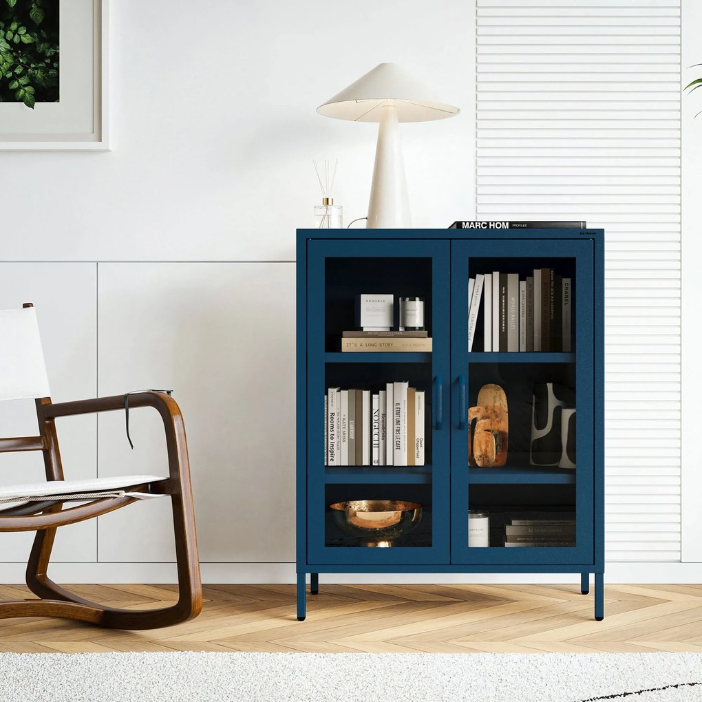 Vitrína GINA, 800 x 1015 x 400 mm, Modern: tmavomodrá farba