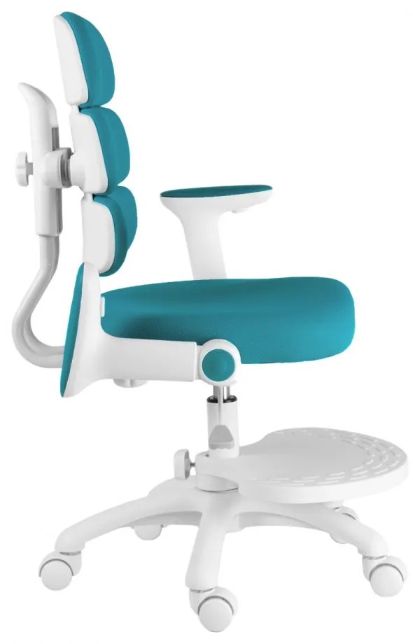 Detská rastúca stolička Neoseat KIDDY THREE — látka, prateľný poťah, tyrkysová