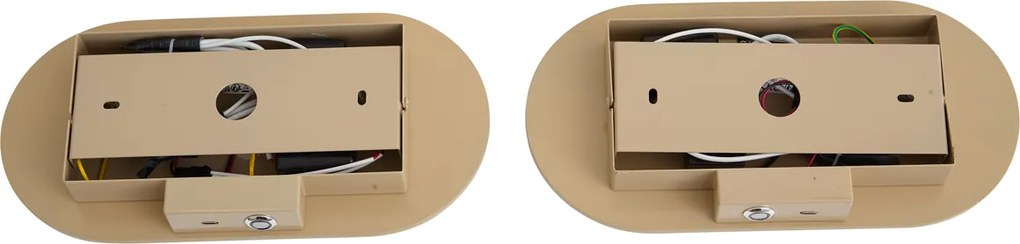 Sada 2 retro nástenných lámp taupe vrátane LED 3-stupňovo stmievateľné a USB-C - Lila