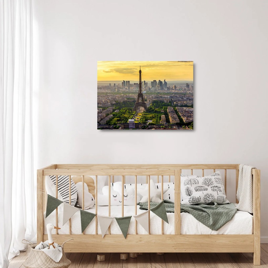 Sklenený obraz - Panoráma Paríža (70x50 cm)