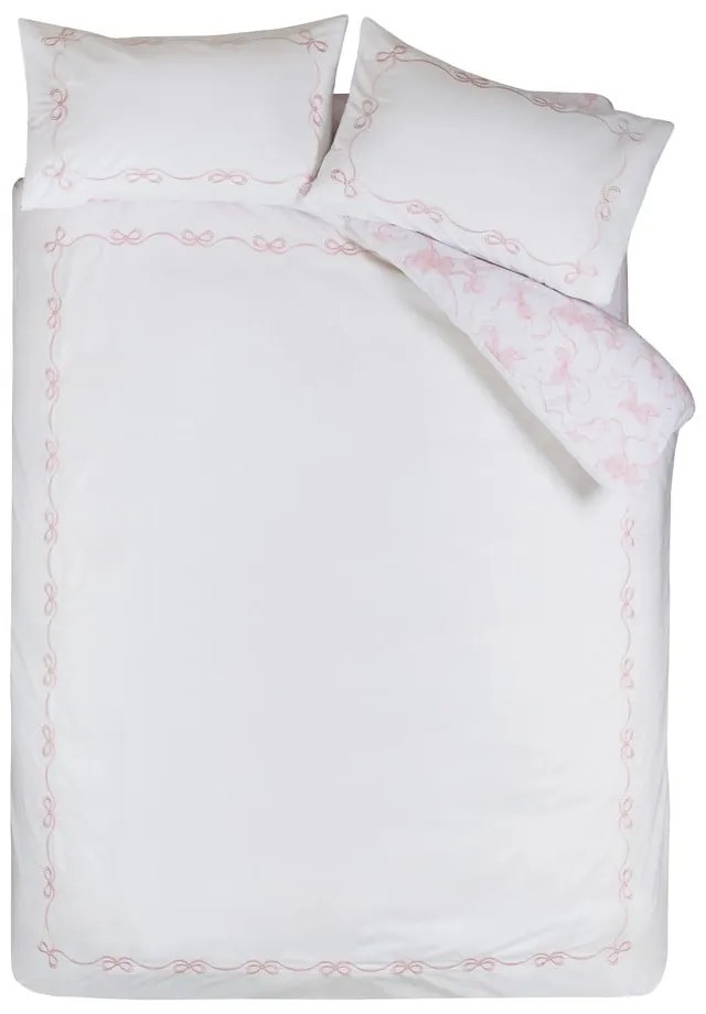 Biele obliečky na dvojlôžko 200x200 cm Bow Embroidery – Catherine Lansfield