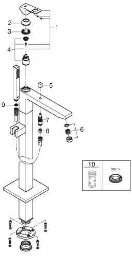 GROHE 23672001 - Vaňová batéria EUROCUBE 298 mm lesklý chróm