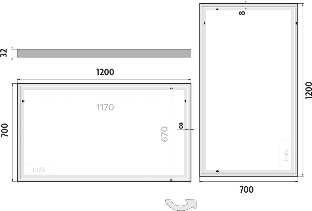 Nimco LED zrkadlo 1200x700 - ZP 13006