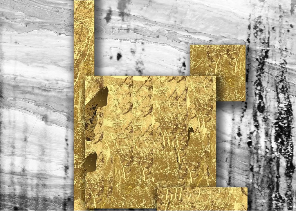 Sklenený obraz - Zlaté štvorce N⁰1 (70x50 cm)