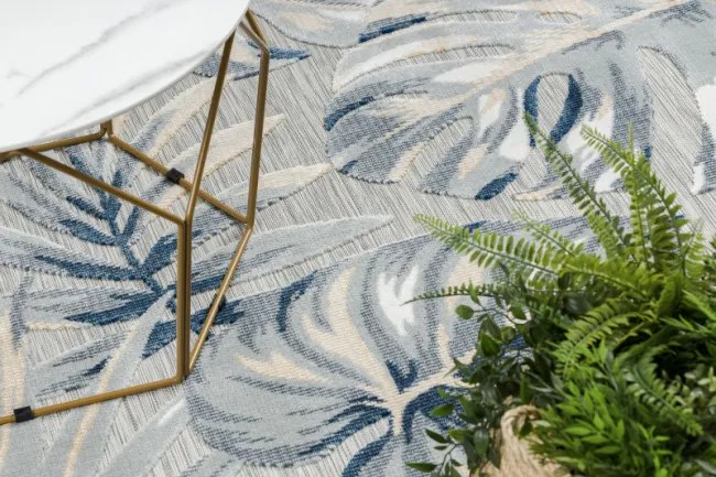 Koberec štrukturálny BOTANIC 65265 Listy Monstera - sivý