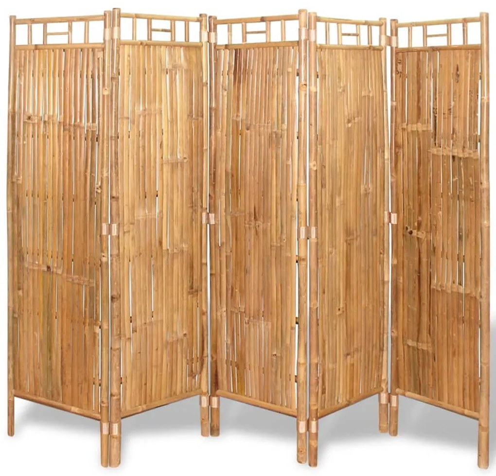 vidaXL 5-panelový paraván z bambusu 200 x 160 cm