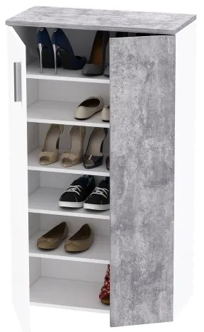 Botník ETON – biela/šedá, betónový vzhľad