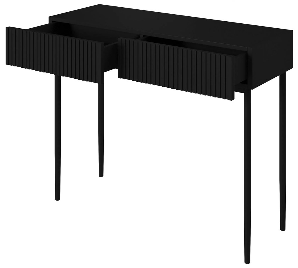 Toaletný stolík Nicole 100 cm - čierny mat / čierne nožičky
