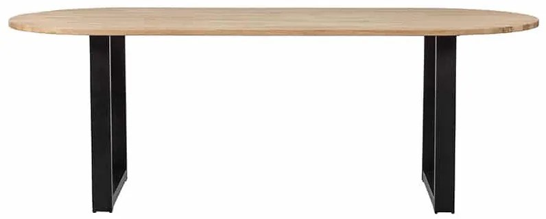 Oválny jedálenský stôl tablo 220 x 90 cm nohy do tvaru u dubový MUZZA