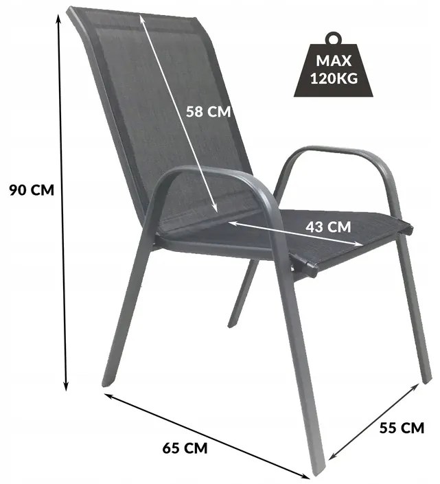 Záhradná stolička MAJORKA 55 x 65 x 90 cm šedá