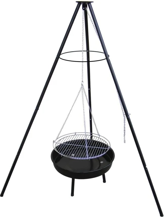 CH Záhradný závesný gril na trojnožke s ohniskom