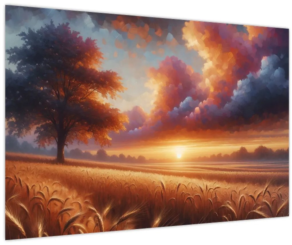 Obraz – Západ slnka na poli (90x60 cm)