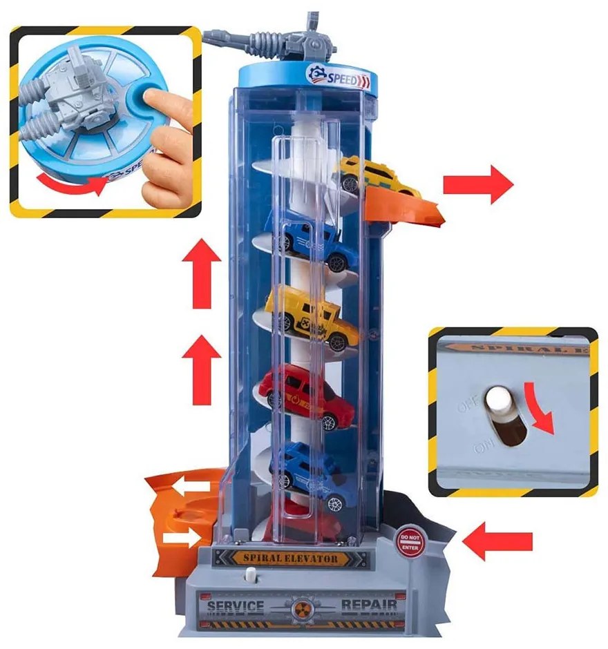 Štvorposchodový parkovací domček s výťahom a 6 vozidlami