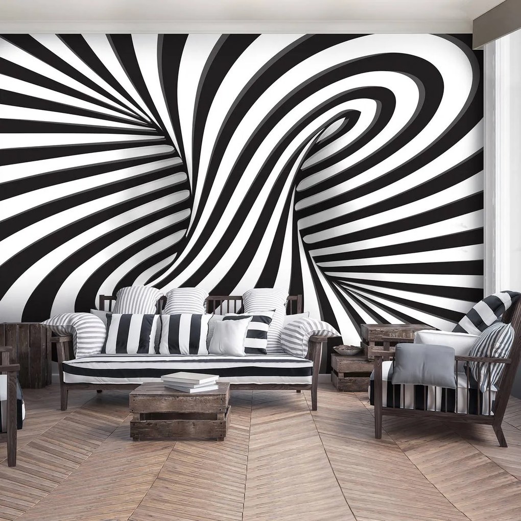 Fototapeta - Biele a čierne 3D krúženie (152,5x104 cm)
