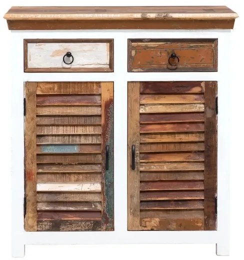 furniture-nabytek.cz - Masívna 2-dverová komoda Perth z recyklovaného tvrdého dreva, lakovaná, biela/barevná – 90×42×95 cm