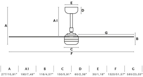 FARO 33817WT-Stropný ventilátor PUNT M hnedá/čierna pr.132 cm WT+ diaľkové ovládanie