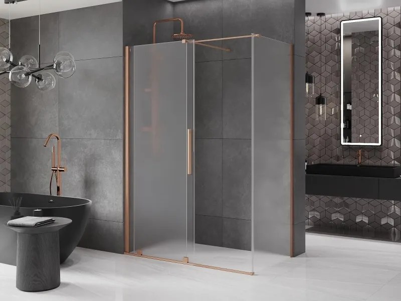 Mexen Velar, sprchový kút s posuvnými dverami 150 x 70 cm, 8mm sklo námraza, medená matná, 871-150-070-31-65
