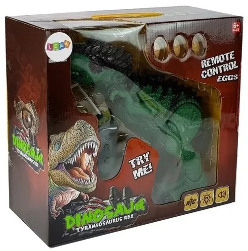 LEAN TOYS Dinosaurus Tyrannosaurus Rex 54 cm s vajíčkami RC - zelený