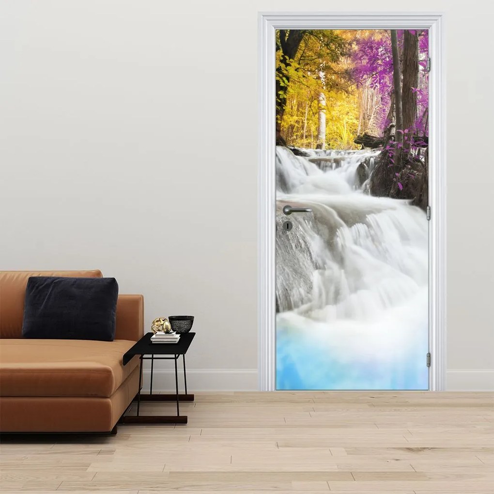 Fototapeta na dvere - Erawan, vodopád v lese (95x205cm)