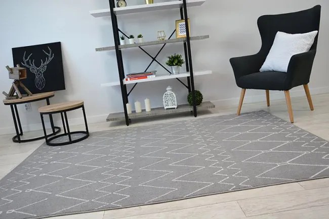Koberec SENSE Micro 81249 ETNO Cik Cak strieborný/biely