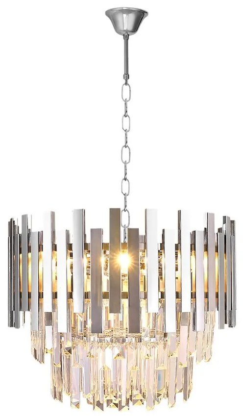 EUlight Luster Aspen, 1x krištáľové/chrómové kovové tienidlo, (fi 45cm), ch