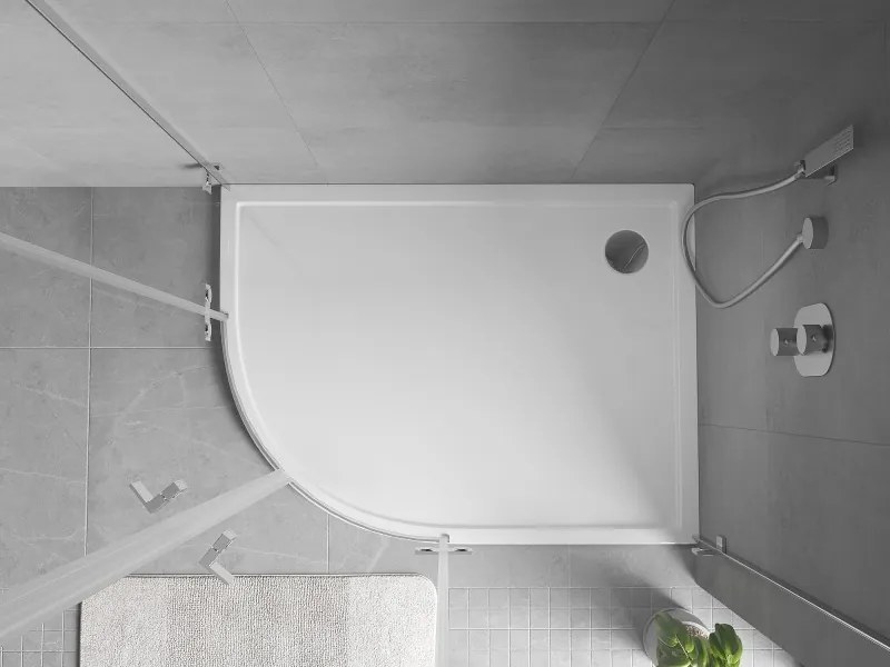 Mexen Flow sprchová vanička polokruhová asymetrická slim pravá 100 x 80 cm, biely lesk - 46Q108010R