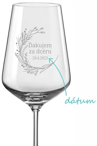 Svadobný pohár na víno Lúčny veniec - ďakujem za dcéru